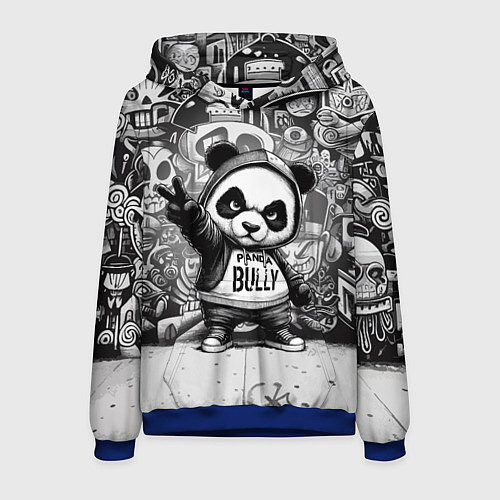 Мужская толстовка Детёныш панды уличный хулиган на фоне граффити / 3D-Синий – фото 1