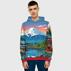 Толстовка-худи мужская Япония гора, цвет: 3D-красный — фото 2