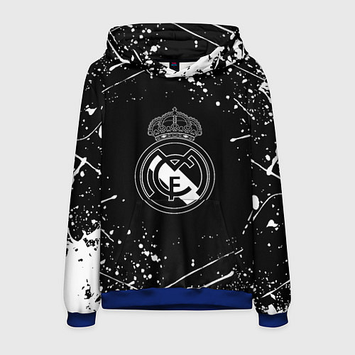 Мужская толстовка Real Madrid белые краски / 3D-Синий – фото 1