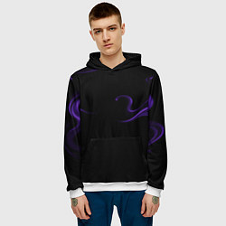 Толстовка-худи мужская The color purple is an abstraction, цвет: 3D-белый — фото 2