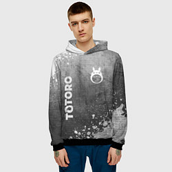 Толстовка-худи мужская Totoro - grey gradient вертикально, цвет: 3D-черный — фото 2