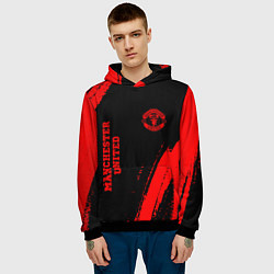 Толстовка-худи мужская Manchester United - red gradient вертикально, цвет: 3D-черный — фото 2