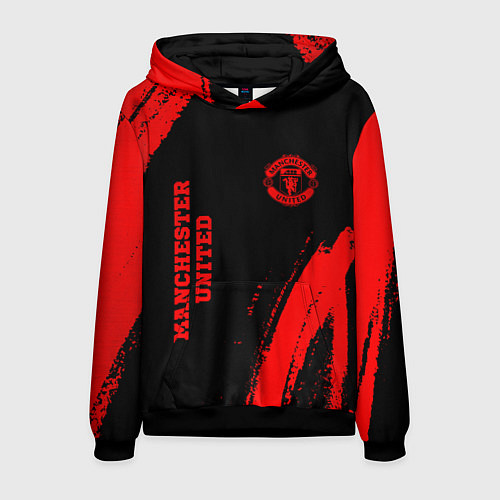 Мужская толстовка Manchester United - red gradient вертикально / 3D-Черный – фото 1