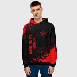 Толстовка-худи мужская Bring Me the Horizon - red gradient вертикально, цвет: 3D-черный — фото 2