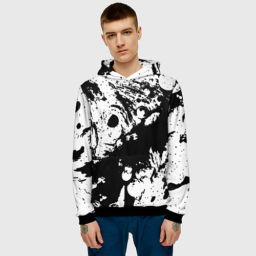 Мужская толстовка Чёрный с белой абстракцией / 3D-Черный – фото 3
