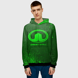 Толстовка-худи мужская Great Wall - green gradient, цвет: 3D-черный — фото 2