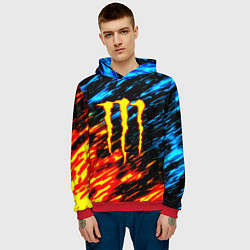 Толстовка-худи мужская Monster energy огонь и лёд искры, цвет: 3D-красный — фото 2