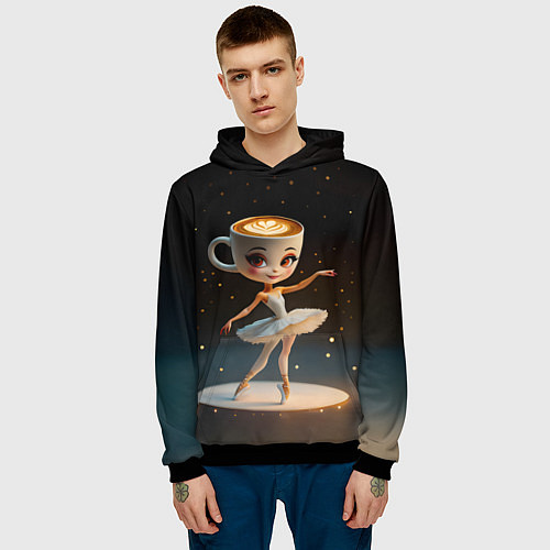 Мужская толстовка Балерина Капучино, мем, Ballerina Cappuccina / 3D-Черный – фото 3