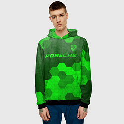 Толстовка-худи мужская Porsche - green gradient посередине, цвет: 3D-черный — фото 2
