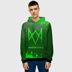 Толстовка-худи мужская Watch Dogs - green gradient, цвет: 3D-черный — фото 2