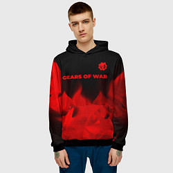 Толстовка-худи мужская Gears of War - red gradient посередине, цвет: 3D-черный — фото 2