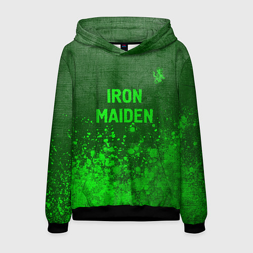 Мужская толстовка Iron Maiden - green gradient посередине / 3D-Черный – фото 1