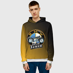 Толстовка-худи мужская Ретро мотоцикл BMW, цвет: 3D-белый — фото 2