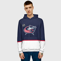 Толстовка-худи мужская Коламбус Блю Джекетс хоккей, цвет: 3D-белый — фото 2