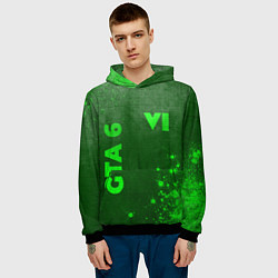 Толстовка-худи мужская GTA 6 - green gradient вертикально, цвет: 3D-черный — фото 2