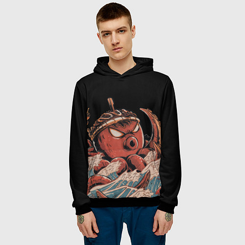 Мужская толстовка Осьминог такояки / 3D-Черный – фото 3