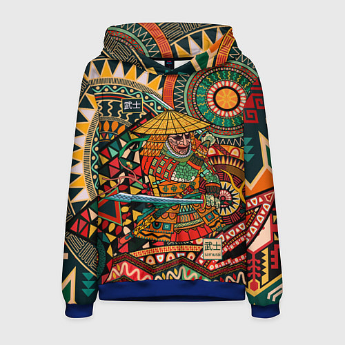 Мужская толстовка Цветной самурай / 3D-Синий – фото 1