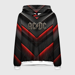 Мужская толстовка ACDC лого из металла на черно-красной текстуре
