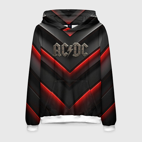 Мужская толстовка ACDC лого из металла на черно-красной текстуре / 3D-Белый – фото 1