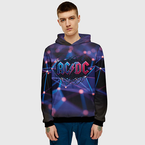 Мужская толстовка ACDC лого в градиенте / 3D-Черный – фото 3