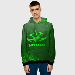 Толстовка-худи мужская Hitman - green gradient, цвет: 3D-черный — фото 2