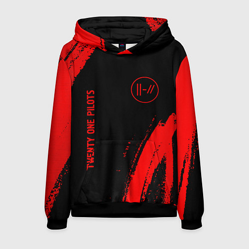 Мужская толстовка Twenty One Pilots - red gradient вертикально / 3D-Черный – фото 1