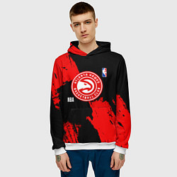 Толстовка-худи мужская Atlanta Hawks black and red, цвет: 3D-белый — фото 2