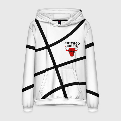 Мужская толстовка Чикаго Буллз на белом фоне / 3D-Белый – фото 1