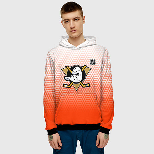 Мужская толстовка Анахайм Дакс - оранжевая геометрия / 3D-Черный – фото 3