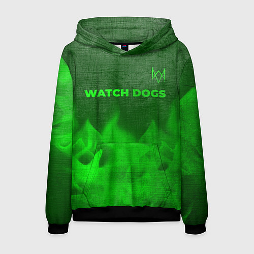 Мужская толстовка Watch Dogs - green gradient посередине / 3D-Черный – фото 1