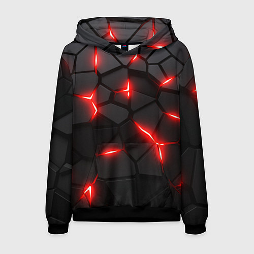 Мужская толстовка Красная неоновая броня / 3D-Черный – фото 1