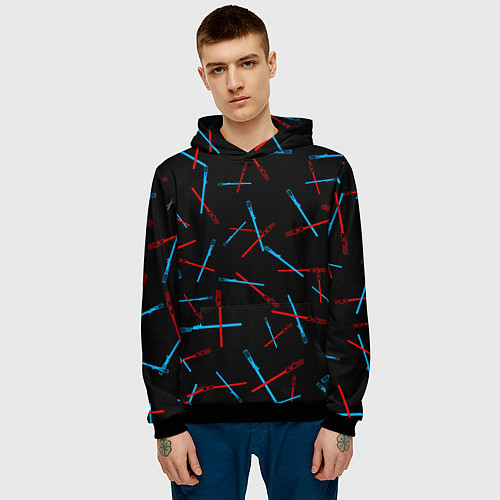 Мужская толстовка Паттерн из световых мечей / 3D-Черный – фото 3
