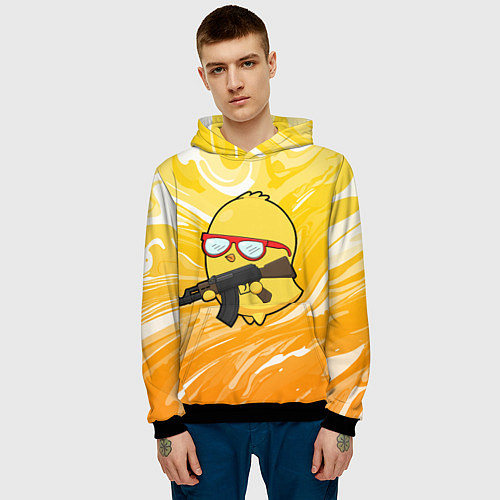 Мужская толстовка Курица и автомат / 3D-Черный – фото 3