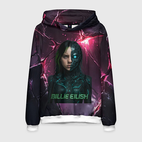 Мужская толстовка Билли Айлиш в стиле киберпанк / 3D-Белый – фото 1