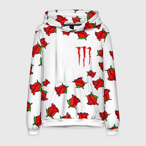 Мужская толстовка Monster energy steel rose / 3D-Белый – фото 1
