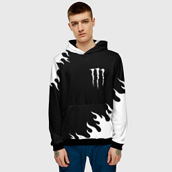 Толстовка-худи мужская Monster energy белый огонь, цвет: 3D-черный — фото 2