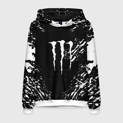 Мужская толстовка Monster energy white splash / 3D-Белый – фото 1