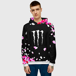 Толстовка-худи мужская Monster energy sakura, цвет: 3D-белый — фото 2