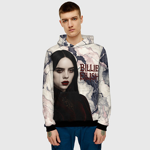 Мужская толстовка Билли Айлиш в стиле готики / 3D-Черный – фото 3