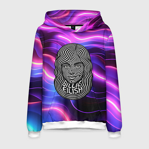 Мужская толстовка Портрет Билли Айлиш из линий / 3D-Белый – фото 1