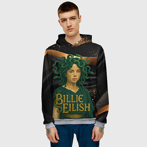 Мужская толстовка Билли Айлиш в образе Гаргоны / 3D-Меланж – фото 3