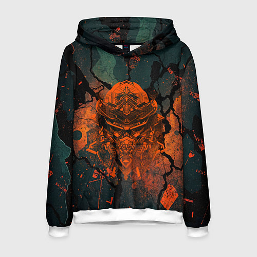 Мужская толстовка Шлем кибернетического самурая / 3D-Белый – фото 1