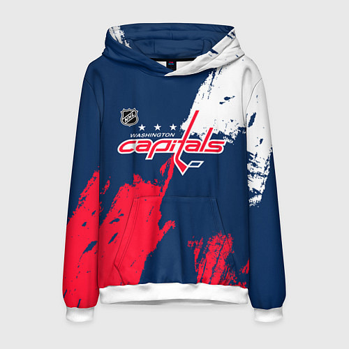 Мужская толстовка Вашингтон Кэпиталз - брызги красок / 3D-Белый – фото 1