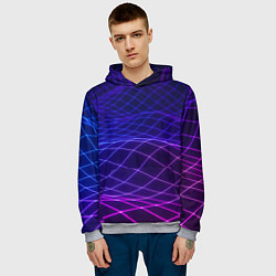 Толстовка-худи мужская Абстрактные волны из сот, цвет: 3D-меланж — фото 2