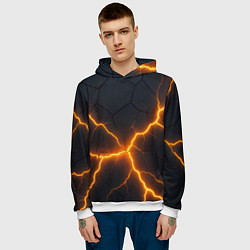 Толстовка-худи мужская Молнии и черные плиты, цвет: 3D-белый — фото 2