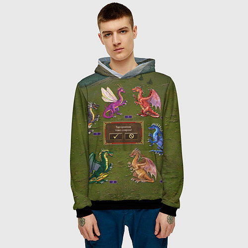 Мужская толстовка HOMM3 Dragons Battle 1 / 3D-Черный – фото 3