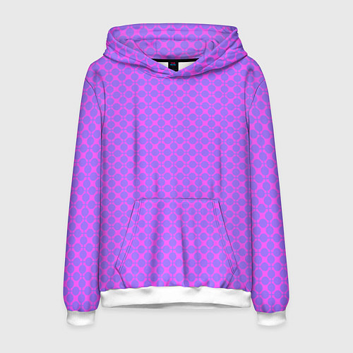 Мужская толстовка Розовый сиреневый узор в клетку и горох / 3D-Белый – фото 1