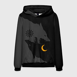 Толстовка-худи мужская Мистические волки ночи и дня - тату, цвет: 3D-черный