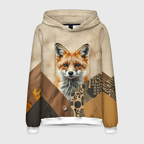 Мужская толстовка Удивительный рыжий лисёнок / 3D-Белый – фото 1
