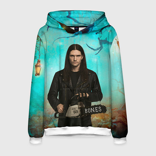 Мужская толстовка Bones держит бензопилу / 3D-Белый – фото 1